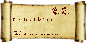 Miklics Rózsa névjegykártya